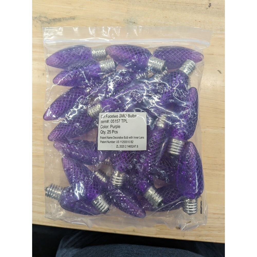 LED C9 PURPLE Bright Light BULB Faceted CHRISTMAS Bulb  E17 Base NEW 25 ct bag